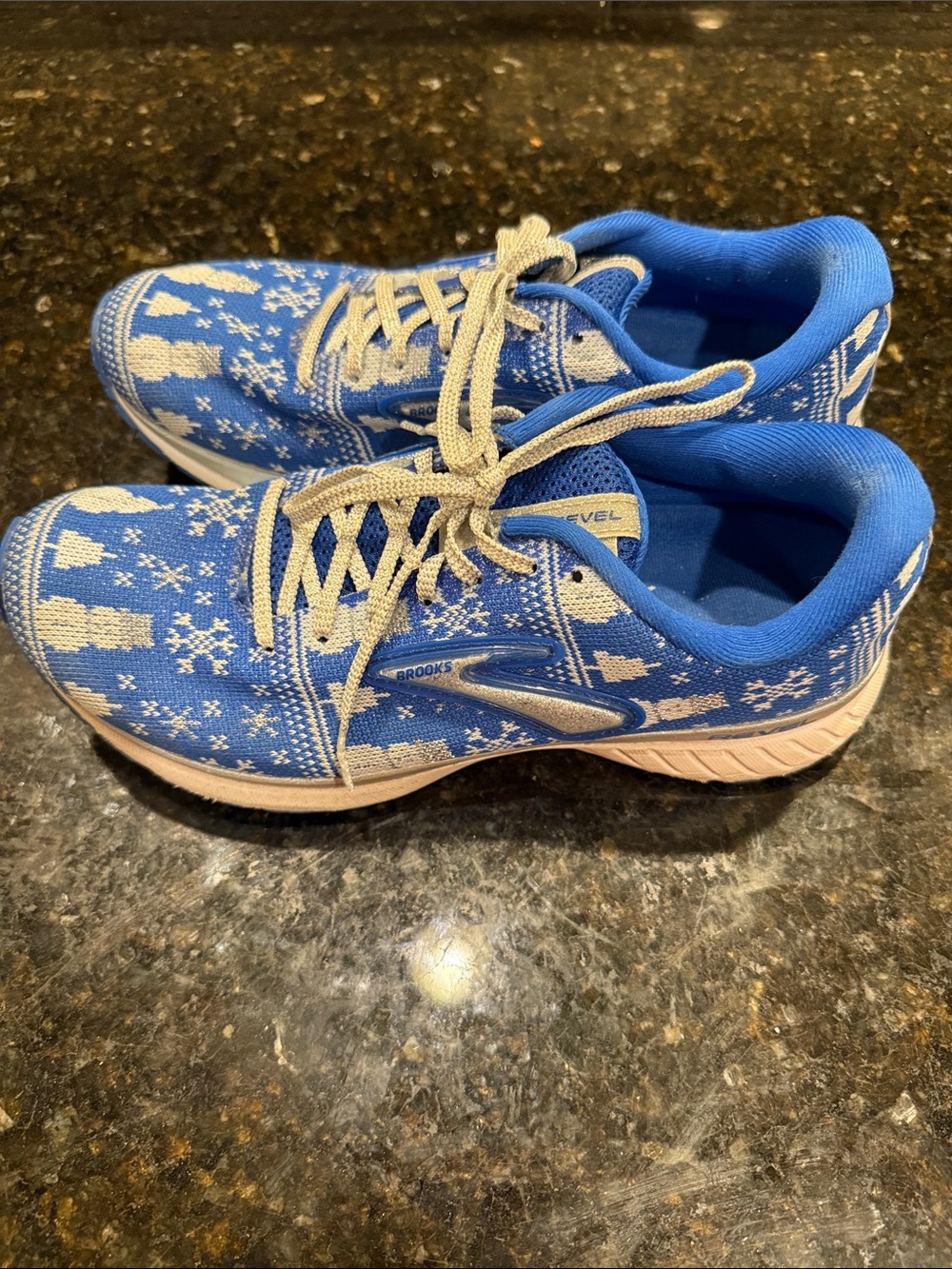 Brooks Blue Knit Sneakers with Cream Accents - Picture 1 of 4